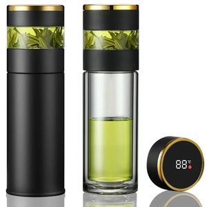 Tea Infuser Vacuum Flask Temperature LED Display 450ml Insulated Cup Stainless Steel Tumbler Thermos Bottle Travel Coffee Mug 240314