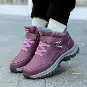 Sapatos casuais de inverno botas de couro de pelúcia à prova dwaterproof água tênis escalada caça unisex rendas ao ar livre quente caminhadas bota homem