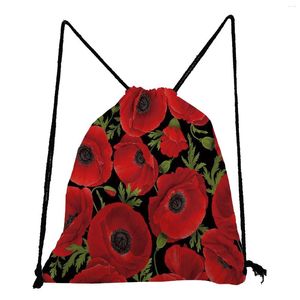 Kopplingspåsar Portabla högkvalitativa kvinnors ryggsäck med dragkroppsfickskor väska unisex vacker blommor färgglad blommig kausal resegåva