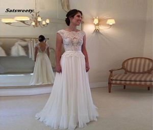 Кружевные свадебные платья, пляжное платье невесты, сексуальное шифоновое платье с открытой спиной и рукавами Vestidos De Noiva52563489773083