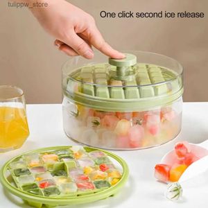 Narzędzia do lodów lodowa klocka na kostkę łatwą do ponownego wykorzystania gatunku spożywczego z łopatą pokrywki DIY Stackable Press Type Ice Tray Kitchen Tool L240319