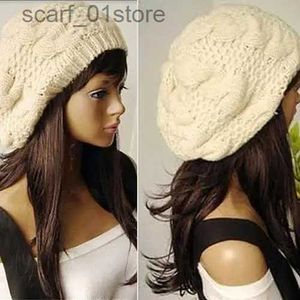 Stingy Brim Hats Womens Sweet Crochet Warm Solid Beret Artist Pack Bean Winter Hat GiftC24319