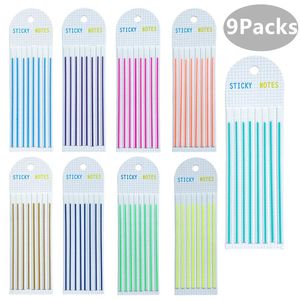 9packs 1440 ark långa sidmarkörer Sticky Index Tabs Morandi Highlighter Strips Memo Note Transparenta Flags 240311