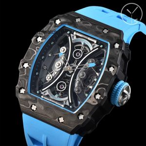 Desginer Mechanical Automatic L Watch RM53-01 Real Tourbillon Watch Tourbillon Designer SuperClone Men Watch Mechanical Carbon Fiber Case Montre 2LQA