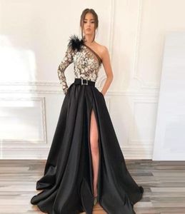 2022 Aline Floor Length Dress Split One Shoulder Long Sleeve Applqiues Evening Wear In Stock s Highend Occasion Wear7265529