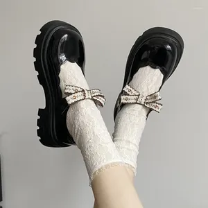 Dress Shoes Mary Janes Platform Bow Women Lolita Summer 2024 Designer Chunky Elegant Pumps Mid Heels Femme Zapatos