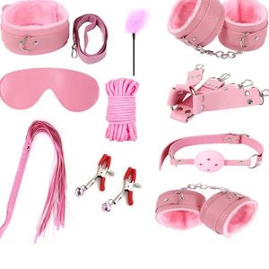 Peluche 10 set di oggetti di scena sm coppia flirtare bondage giocattoli sessuali sm fornisce prodotti sessuali per adulti 240315