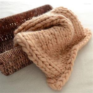 Cobertores de lã tricotada à mão crochê bebê cobertor nascido pogal adereços grosso malha grossa cesta de tecido enchimento