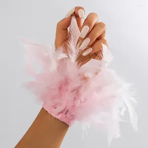 Charm Bracelets 1Pc Women Fur Feather Gloves Solid Color Fashion Arm Sleeves Anklet Wrist Clothing Accessories