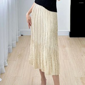 Spódnice miyake pół-spódnika kobieta wczesna jesień prosta swobodna wysokiej klasy plisowana temperament Fishtail Pakiet Damskie spódnica modna spódnica plus rozmiar