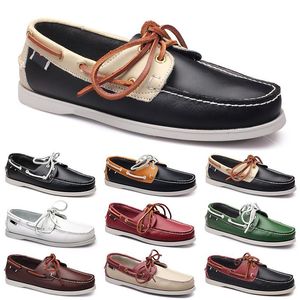 Mens Casual Shoes Black Leisures Silvers Taupe Dlives Brown Grey Red Green Walking Low Soft Multis Leather Men Sneakers Outdoor Trainers Boat Shoes Breattable AA084