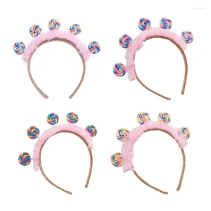 Party Supplies Carnivals Lollipop Headband Hairband With Pleated Lace For Kids H9ED