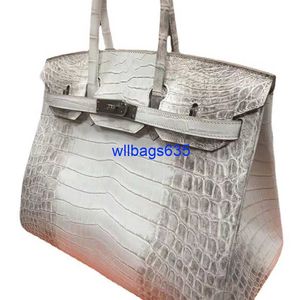 Tygväskor Himalaya Crocodile Handbag äkta Nile Crocodile Leather Bag Himalayan Luxury Light Luxury Leather Womens Bag Hand Syned With Wax T Have Logo HBM5N9