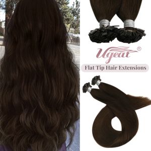 Наращивание волос Ugeat, наращивание волос с плоским кончиком, человеческие волосы Fush, волосы Remy, 1424 дюйма, 50 прядей/упак., натуральные прямые кератиновые наращивания волос
