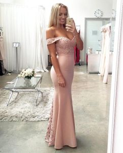 New Blush Pink Cheap Bridesmaid Dresses Sexy Mermaid Lace Long 2021 Formal Wedding Party DressesEvening Party Gowns4844019