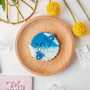 Backformen Eid Mubarak Fondant Keksform Islamischer Ramadan Englische Buchstaben Prägestempel Acryl Keksausstecher Kuchendekorationswerkzeuge