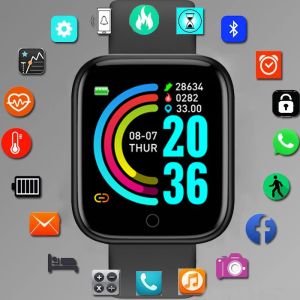 Watches Y68 Digital Smart Watch for Women Men Silicone Strap Electronic Wrist Bluetooth Fitness Sport Running D20 Smartwatch for Android