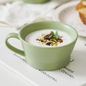 Tazze Tazza da colazione in ceramica Tazza da colazione in porcellana Farina d'avena larga Caffè Grande zuppa Decorativa Tazza da acqua Maniglia Tè al latte Gelato alla frutta