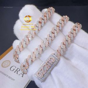 Niestandardowy tester przełęczy 8 mm dwa rzędy mrożone w hip hopie vvs1 moissanite Diamond Cuban Link Naszyjnik