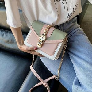 Shoulder Bags 2024 Brand Fashion Design Ladies Contrast Color PU Leather Messenger Bag Travel Small Lady Handbag