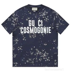 Designer High Version Luksusowa moda Gu Home Full Sky Star Letter Drukowane męskie i damskie koszulka z krótkim rękawem topkhft