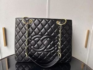 10a bolsa de designer de luxo bolsa gst de tampo de primeira classe Caviar couro clássico clássico xadrez de metal com cadeia de metal saco de ombro feminino