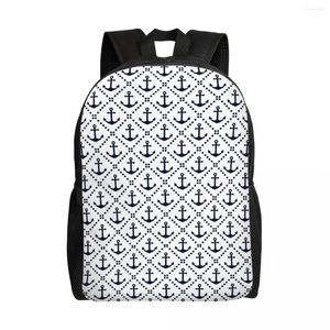 Zaino blu navy modello ancora nautica per ragazze ragazzi vela marinaio college borse da viaggio scuola bookbag adatto per laptop da 15 pollici