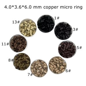 Rör 2000 PCS Kvalitet Kopparring 4.0*3,6*6.0 Micro Rings Hårförlängningspärlor Hårtillbehör