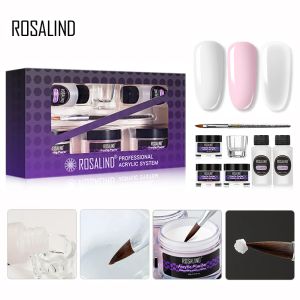 Decorações Rosalind Kit de Pó Acrílico Poli Unhas de Gel Extensão Escultura Design de Arte Conjunto de Manicure Conjunto de Pincel de Unhas Acrílicas Construtor de Unhas de Gel Nail Art