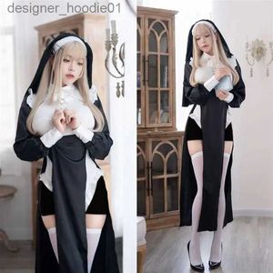 косплей аниме костюмы сексуальная монахиня оригинальный дизайн ролевая униформа Chowbie черное сексуальное платье большого размера скоро Хэллоуин C24320