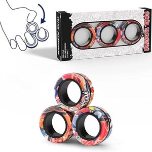 3pcs Magnetic Rings Spinner Fidget Toy Set Finger Magnets Rings for Anxiety Relief Therapy Fidget Pack Gift for Adults Teens Kid 240312