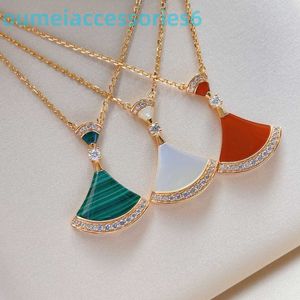 Jewelry Designer Brand Pendant Necklaces Double Layered Small Skirt Female Rose Gold Fan Versatile Collar Chain Beimu Jade Marrow Light and Grade Feeling