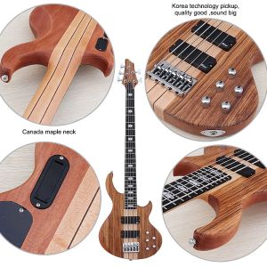 Gitarrhals genom 5 sträng elektrisk basgitarr aktiv gitarra solid okoume trä kropp bra hantverk 43 tum basgitarr