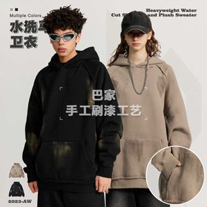 Mense Wear Autumn/Winter Wash Cut Raglan Hooded and Fleece Sweater American Fashion Brand