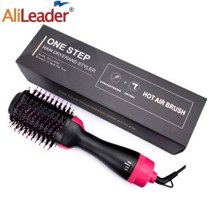 ブラシホットエアコーム3 in 1 Onestep Hot Air Dryer Brush Styler and Volumizer Hair Straightener Curler Dry Wet Hair使用髪のブラシ