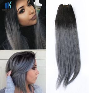 300g Two Tone T 1B Dark Grey Ombre Human Hair Weave Bundles Good Quality Colored Brazilian Peruvian Malaysian Indian Straight Hair5902770
