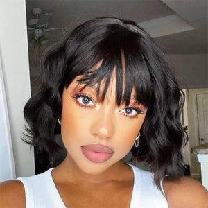 Body Wave Bob Wigs with Bangs Hair baby hair Lace Front Human Hair Short Wig Full lace front wigs Human Hair