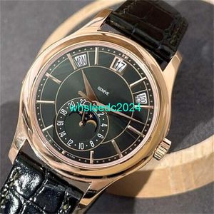 PATEKSPHILIPES WATHES MEN'S WATTH COMPLEX FUNCTION TIMEPIECEシリーズ5205Rローズゴールドグリーンディスク表面ファッションカジュアルビジネスカレンダーメカニカルウォッチHBMF