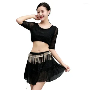 Stage Wear Belly Dance Top Saia Set Prática Roupas Sexy Mulheres Terno Desempenho Oriental Costume Party Outfit