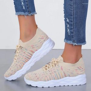 Casual Shoes Rimocy Lightweight Slip on Platform Sneakers Kvinnor Fallglad stickad sockkvinna som kör promenad damer