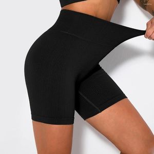 Active Shorts Seamless Yoga Ribbed Sports Short For Women High Waist Stripe Fitness Gym Tight Woman Workout Legging Female