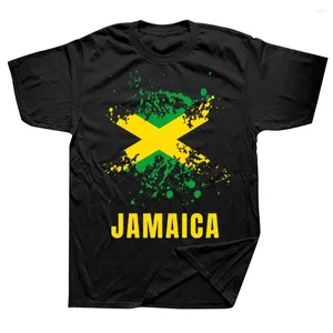 Homens camisetas Jamaica Retro Vintage Esporte Bandeira Jamaicana Gráfico Algodão Streetwear Manga Curta Presentes de Aniversário T-shirt Mens Roupas