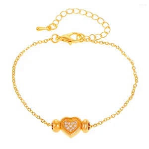 Link Bracelets Fashion Heart Set With Diamonds Charm Bracelet For Women Adjustable Inlaid Zircon Rhinestone Shiny Jewelry Accessories