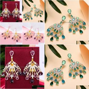 Kolczyki węzły Godki mticolor Nowy Waterdrop Dangle Earring For Women Cubic Zirconia Dubai Bridal Kostum