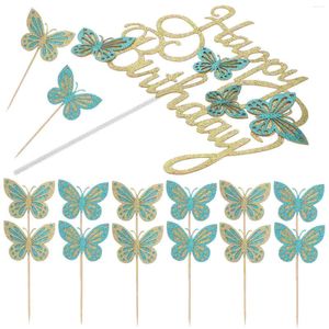 Festive Supplies Butterfly Cupcake Topper Party Decorations Birthday Ornaments Decorative Props Happy Girls