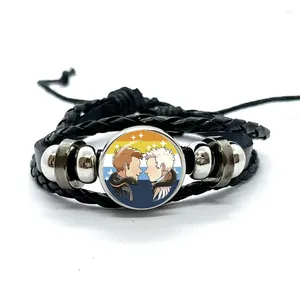 Pulseira bons presságios pulseiras de couro anjo contextos coloridos engraçado multicamadas trançado pulseiras artesanais jóias presentes