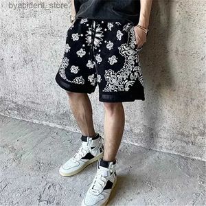 Herren Shorts High Street Chic Cashew Blumen Baggy Shorts Männer und Frauen Retro Sportshorts Hip Hop Hosen Herren Kleidung Freizeithose Harajuku L240320