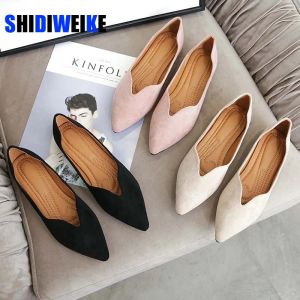 Stivali Spring Women Flats Black punta punta di punta balletto scarpe da barca poco profonde donna greggi casual scarpe da donna moca