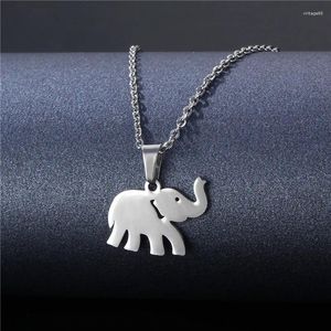 Ожерелья с подвесками Rinhoo из нержавеющей стали, милое ожерелье с изображением слона и животного для женщин, модная серебряная цепочка на ключицу, ювелирные изделия