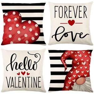 Pillow Black Striped Pillowcase Valentine's Day Decorative Covers Heart Letters Printed Cover For Sofa And Home Decor